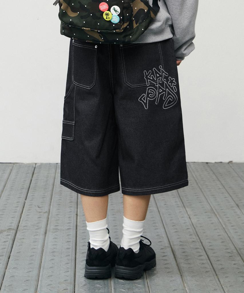 KAIFAI Trace Denim Bermuda Pants (Black) K26Qc242