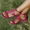 Rear Zipper Wedge Heel Sandals Women's Large Size Summer New Open-toed Flat-soled Mid-heeled Sandals