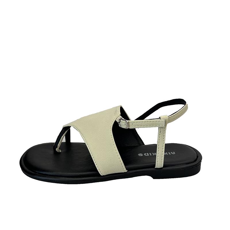 Fashion 2025 New Soft-soled Thin Strap Flat Toe Sandals Women's Summer New Round Head One-line Strap Outward Anti-wear Cool Sandals