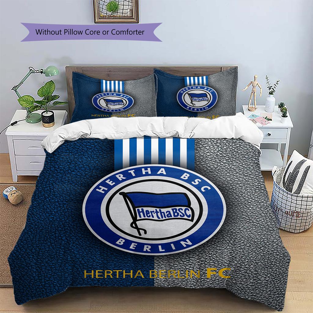 Hertha BSC Vzorovaná sada povlečení a přehozu Domácí dekorace Dárek (1 * povlak na peřinu + 2 * povlak na polštář bez jádra)