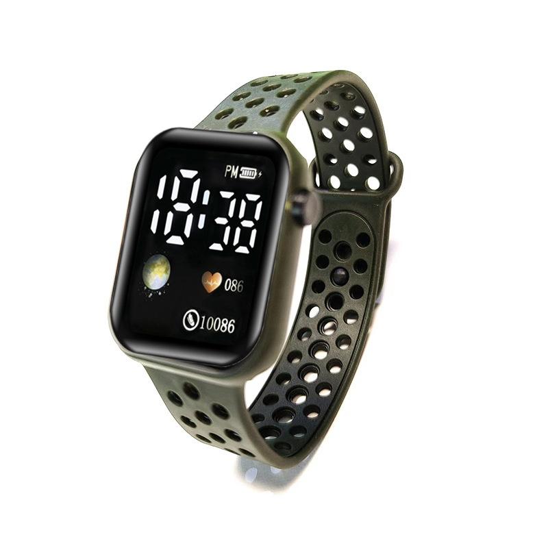 C1-3 Wasserdichte Studenten-Sportuhr mit modischer Regenbogen-Schriftanzeige