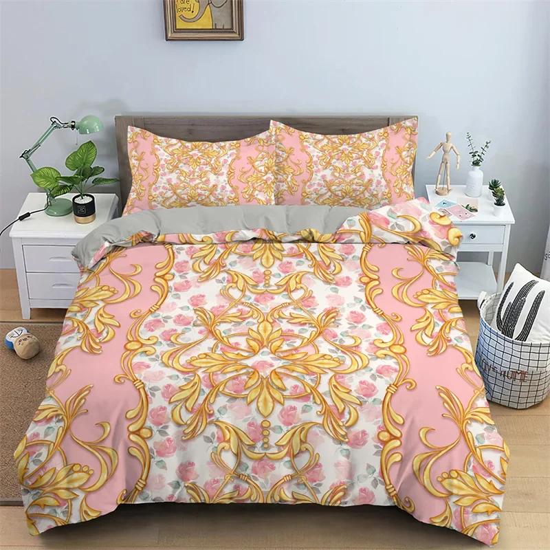 Baroque Style Floral Duvet Cover Set Luxury Exotic Flowers Bedding Set Microfiber Comforter Cover Single Queen For Teens Girls