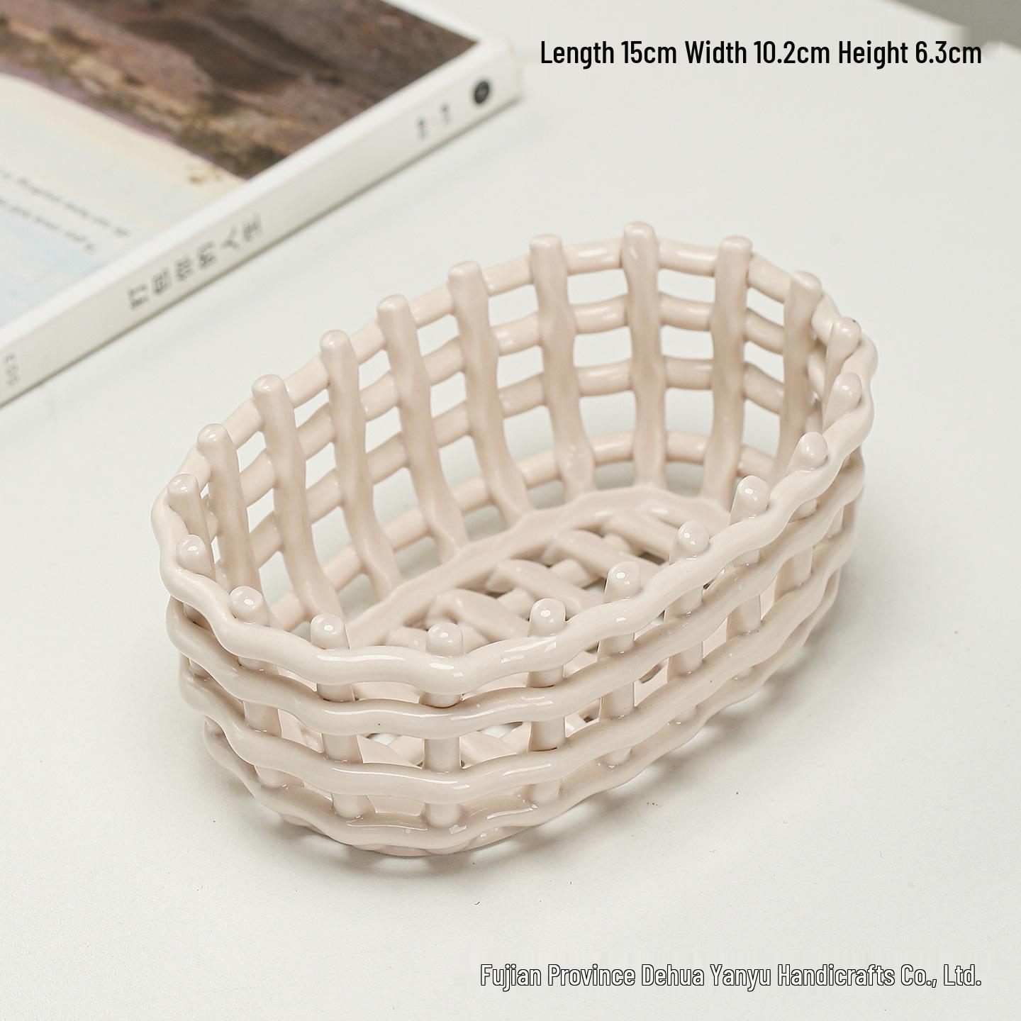 Handmade Woven Ceramic Fruit Bowl & Snack Basket