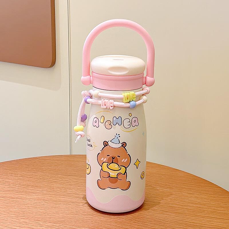 Xiaoyueya 316 Stainless Steel Cartoon Insulated Straw Cup with Handle 600ml