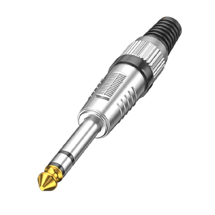 Professional Male Connector 6.35mm Gold Contacts Metal Housing Secure Threaded For Broadcasters Live Sound