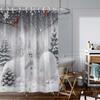 1 Pc Christmas White Snowman Shower Curtain Waterproof Shower Partition Curtain With 12 Hooks Multiple Sizes Machine Washable
