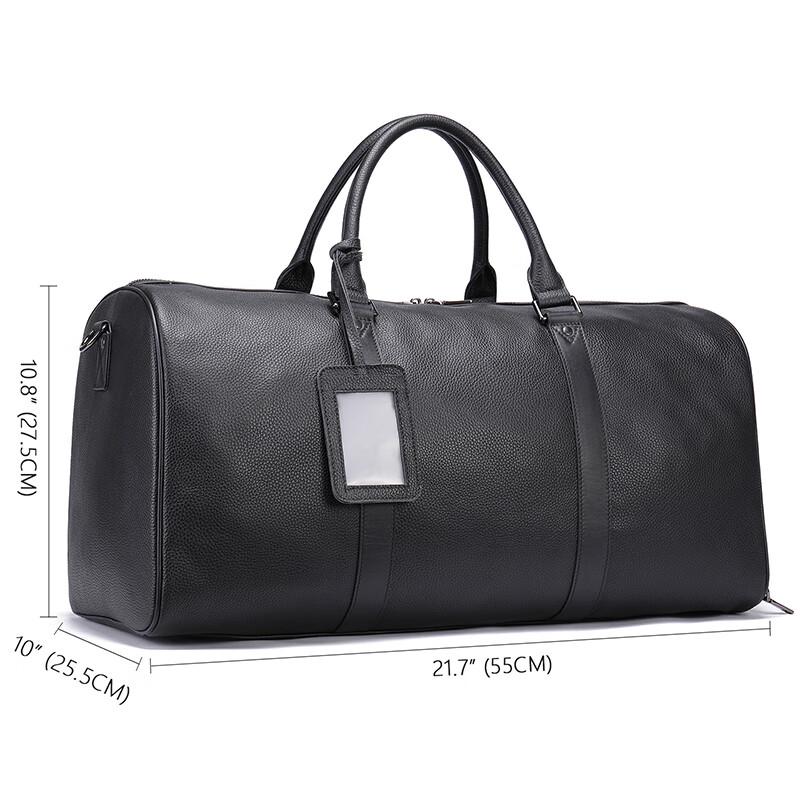 Malun Te Men's Genuine Leather Travel Duffle Bag with Shoe Compartment