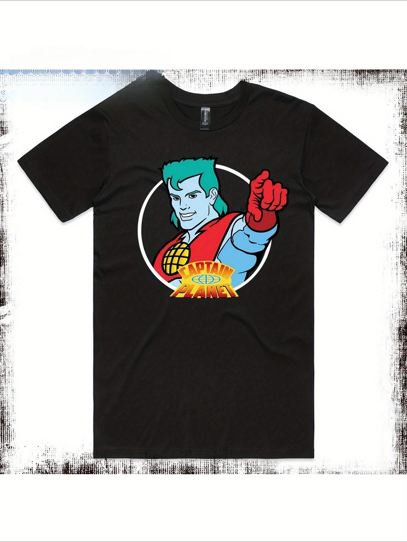 Men S And Women S Captain Planet Guardian T-Shirt - Vintage 90S Nostalgic Design Tee Featuring The Iconic Captain Planet Logo And Elements (Earth S