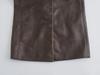 2023 Autumn Women's Mid-Length Distressed PU Leather Trench Coat