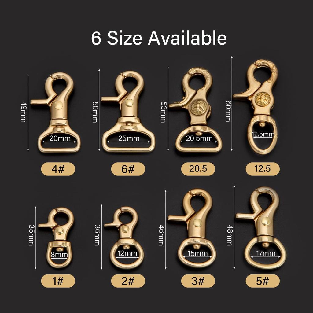 WUTA Brass Keychain with Rotating Snap for DIY Leather and More 5-Piece Hooks, 12mm, Crafts, Crafts,