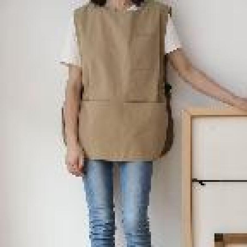 Waterproof Vest Apron Kitchen Decor Cafe Beauty Salon (WFHNFGL) brown
