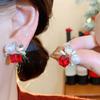 Exquisite Red Rhinestone Floral Square Stud Earrings for Women Girls Fashion Sweet Luxury Dangle Earrings Jewelry Accessories