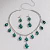 Bridal Necklace Set High-End Crystal Colored Clavicle Chain Earrings Two-Piece Set