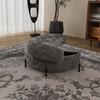 Chenille-Covered Half-Moon Storage Stool with Tray, Padded Seat, Dressing & Shoe Stool and Footrest for Living Room, Entryway & Hallway, Gray