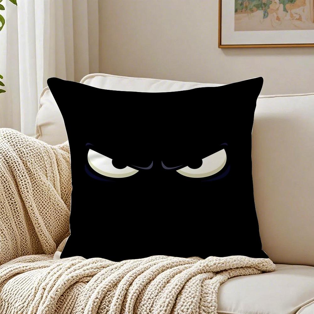 Black Emoticons Pillow Case Organic Short Plush Cushion Covers Breathable Washable WrinkleResistant