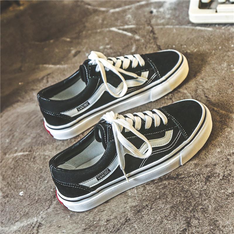 Spring and Autumn New Original Ins Black and White Plaid Niche Canvas Shoes Female Students Korean Version Versatile Flat Baseplate Shoes