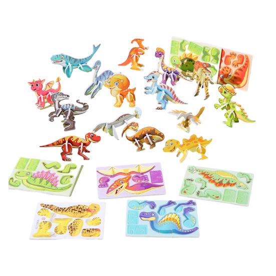 25Pcs DIY 3D Animal Puzzle Set Insect Dinosaur Sea Animal Puzzle Assembly Activity Game Kids Educational Jigsaw Toy Classroom Prizes Party Favors