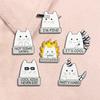I'M FINE Enamel Pin This Is Fine It's Cool Cartoon White Cat Cute Animal Brooches Lapel Badge Jewelry Gift for Kids Friends
