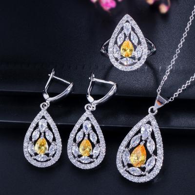Braut, Schmuck Tropfen Halskette, Ohrringe, Ring Set Ketten, Schmuck, Kleideraccessoires für Dinnerpartys