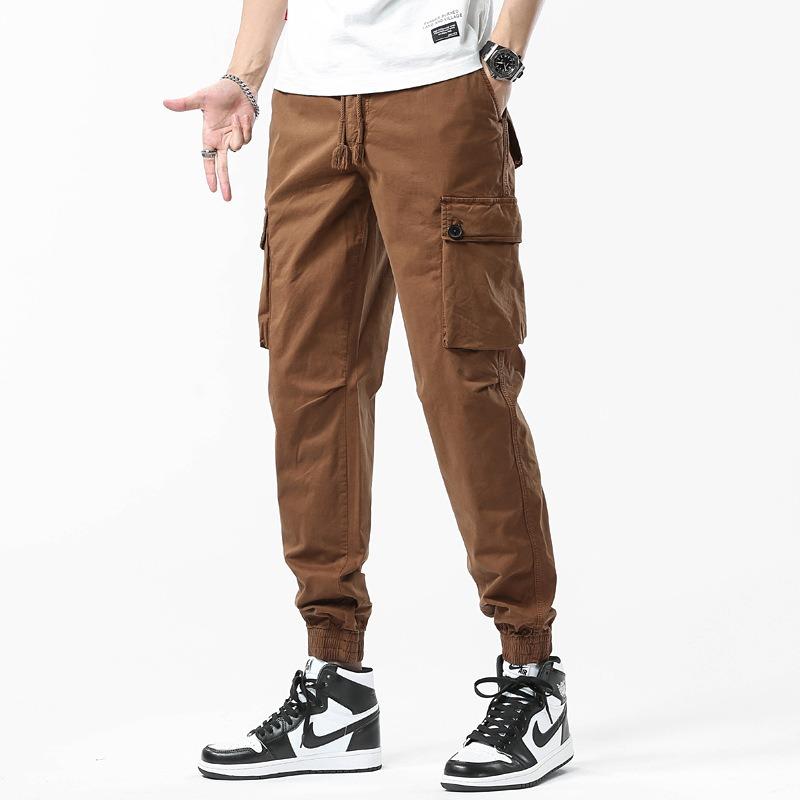 Men's overalls summer loose men's trousers trendy brand men's high-end pants tied feet casual pants men's clothing