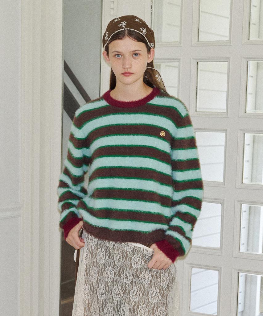 Baitalssain Striped Knit Pullover (2C) (Green)