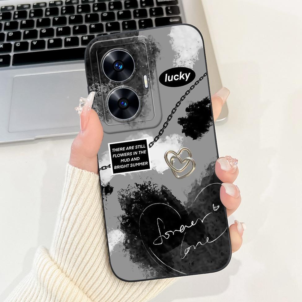 For Realme C55 Case RMX3710 Silicone Cute Cat Fashion Butterfly Flowers Love Painted Cover For Realme Narzo N55 Phone Case Funda