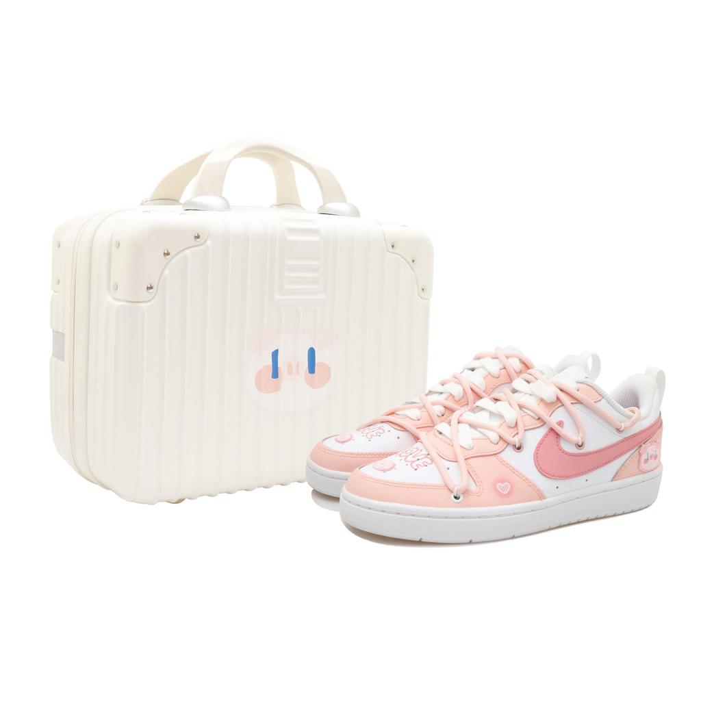 Nike Court Borough Pink Piggy Low top Skateboard Shoes Women's Pink White BQ5448-100(Team69-SBOX)