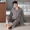 Pure Cotton Pajamas Men'S Loungewear Autumn Suit Cotton Cardigan Long Sleeves Can Be Worn Outside Spring And Autumn Models