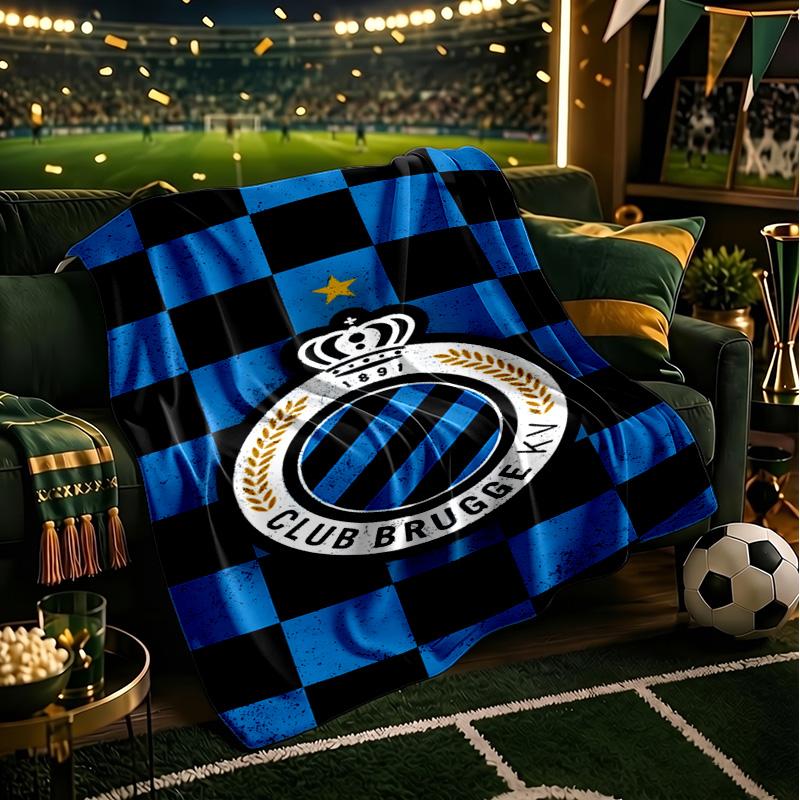 Coperta con Stemma FC Brugge Leggera Ideale per Letto Perfetta per Viaggi, Campeggio, Soggiorni, Uffici, Divani, Regalo di Natale per tifosi