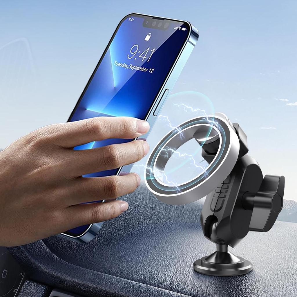 360° Rotating Magnetic Car Phone Mount with Adjustable Multi-Joint Metal Base