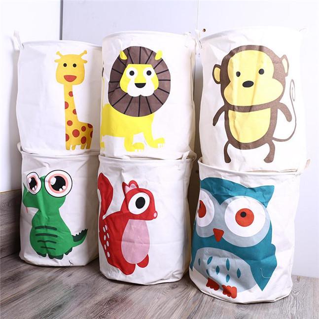 Round Storage Bucket Toy Storage Picnic Cotton Linen folding Washing