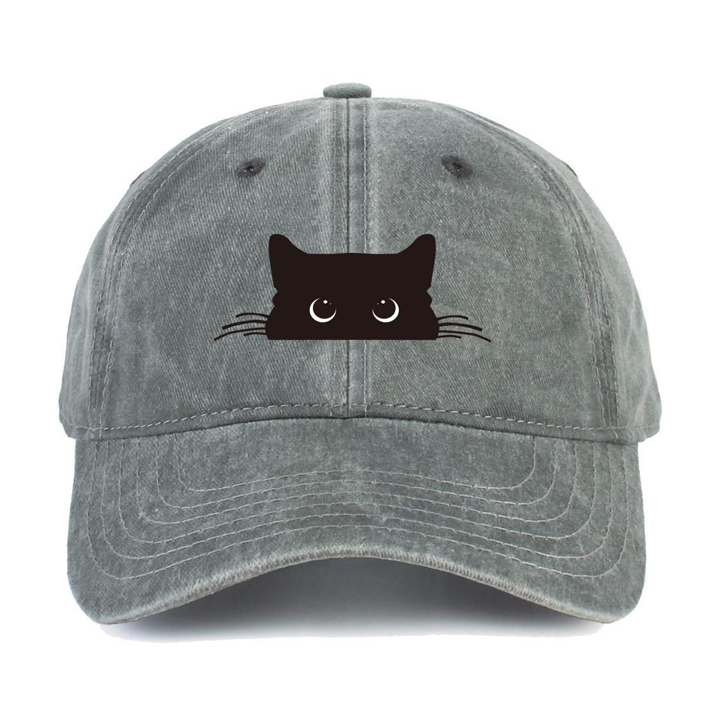 Black cat print vintage baseball cap for men and women, fashionable and casual versatile hat for shopping and dating
