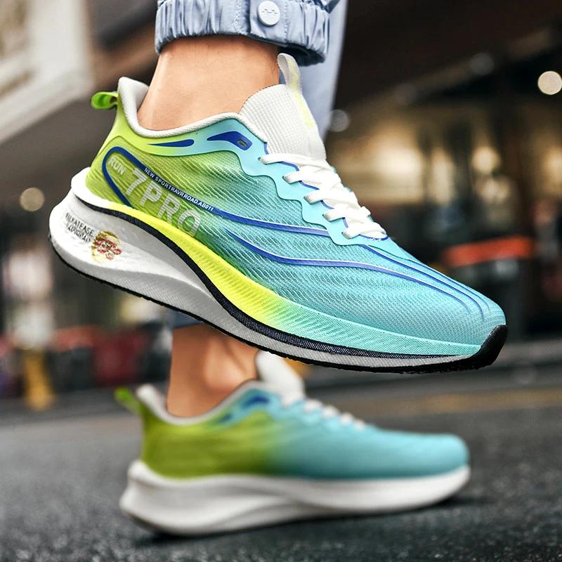 New Male Trainers Marathon Full Palm Carbon Plate Sports Running Shoes Men Breathable Lightweight Women Comfortable Sneakers