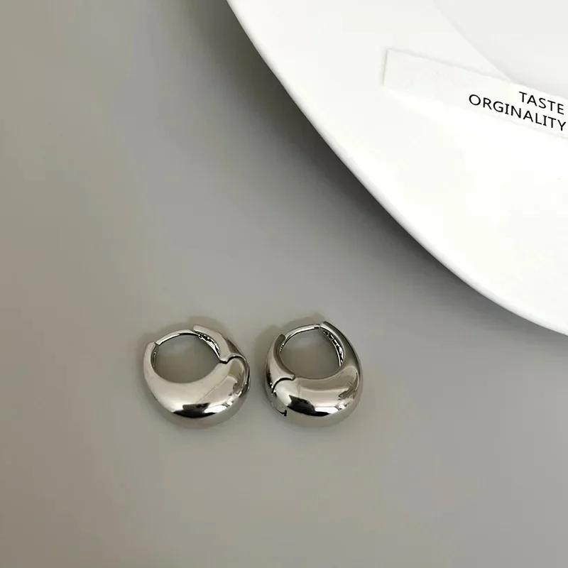 Metal Drop Earrings for Woman Vintage Stainless Steel Geometric Oval Hoop Earring Classic Party Wedding Jewelry Gifts