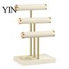 Tiered Jewelry Organizer 3 Tier Velvet Organizer, T-shaped Holder for Bracelet, Necklaces Rings, & Earrings, Stand with Storage Tray Display Rack