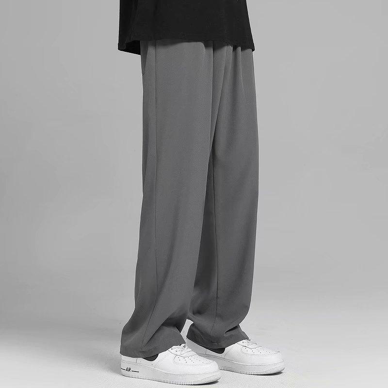 Men Summer Ice Silk Casual Pants With Drawstring Waist For Youth Comfort Fit