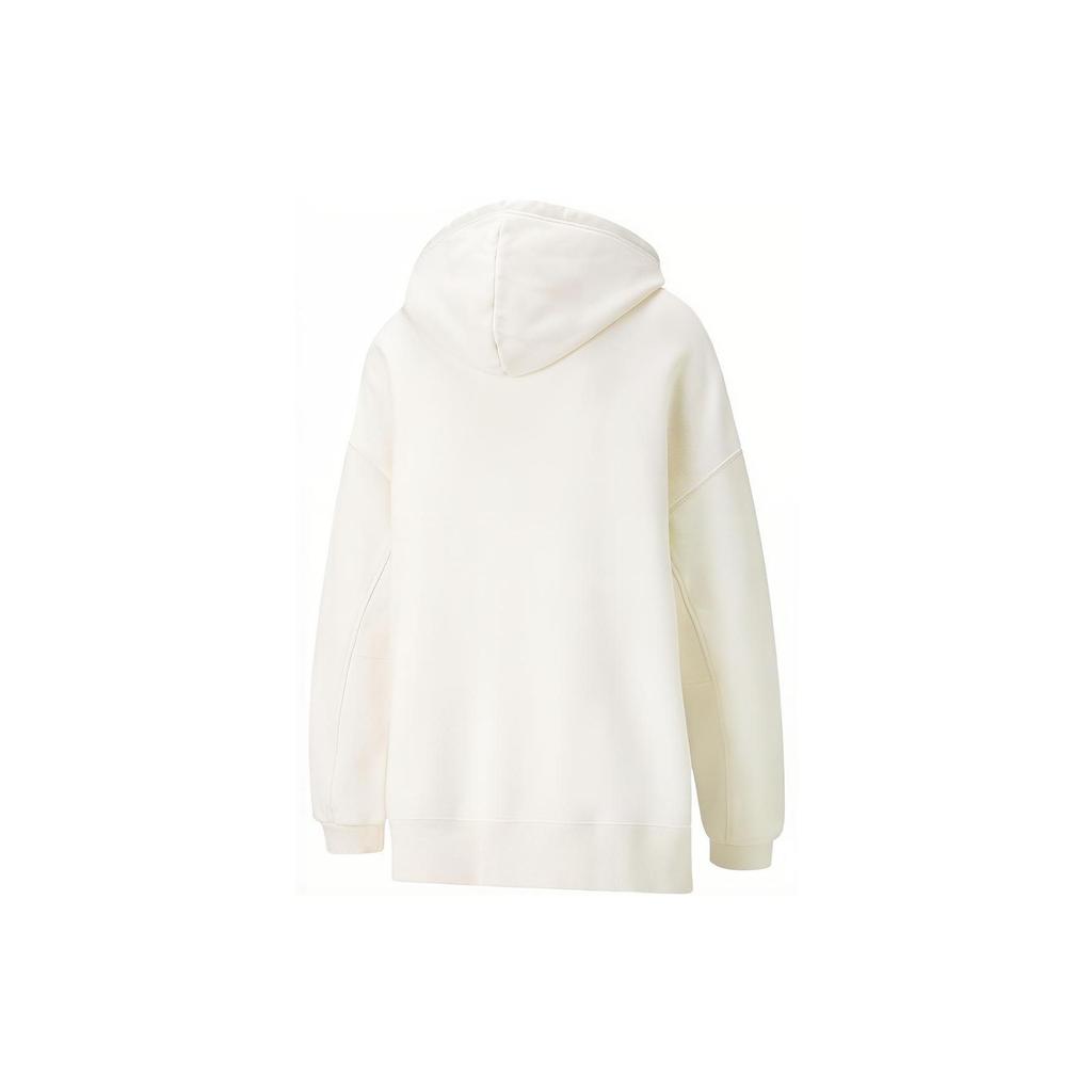 Puma Solid Color Kangaroo Pocket Drawstring Hoodie Long Sleeve Sweatshirt Women Tops White 533421-65