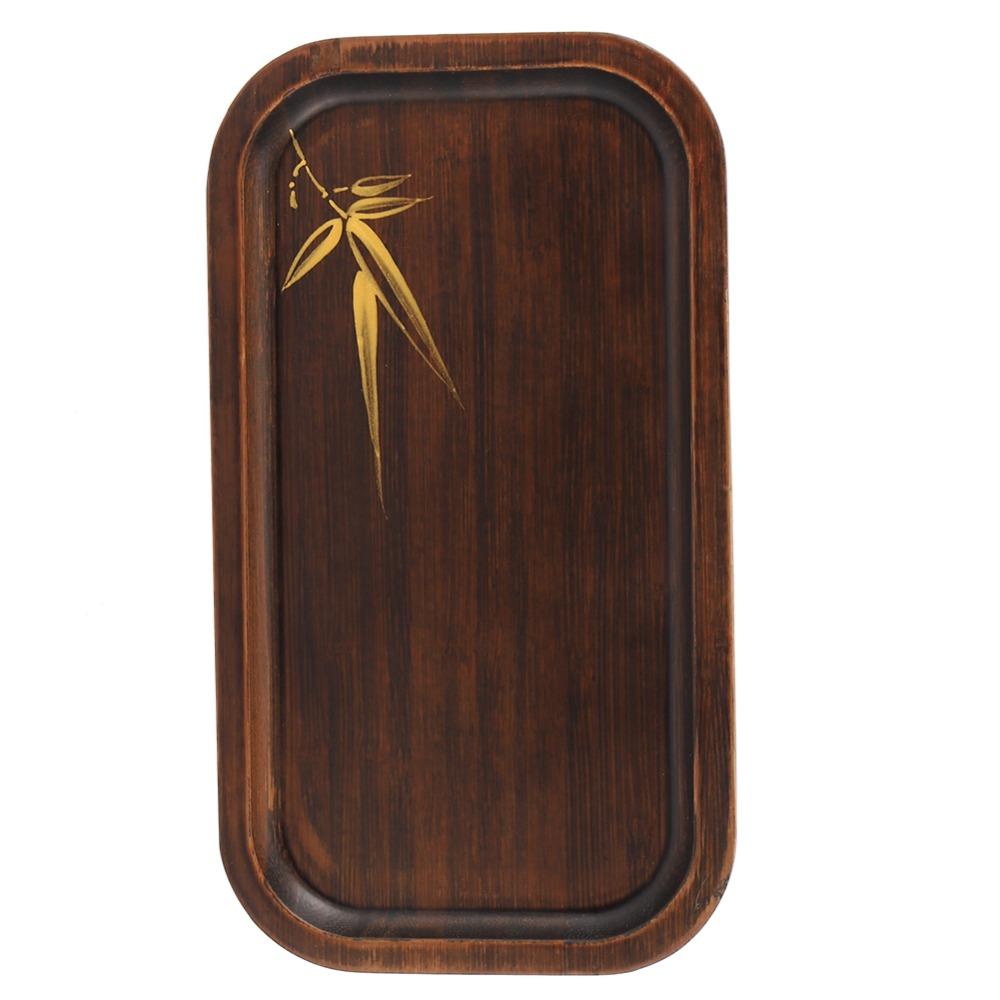 Wood Rectangular Tea Tray Rectangular Shape Snack Platter Bamboo Tea Tray Household Kitchen