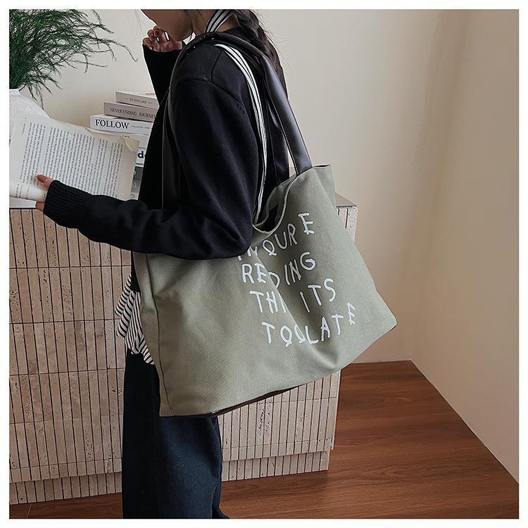 Canvas Bag Women's Large-capacity Autumn and Winter Versatile Casual Shoulder Bag Simple Student Tote Bag