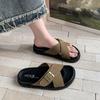 Fashion Women Slippers Summer Open Toe Platform Casual Slippers Buckle Flat Slippers Retro Comfort Non Slip Fashion Outdoor Beach Shoes