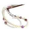 High Quality Natural Purple Ghost Faux Crystal Pearl Double Necklace Clavicle Chain