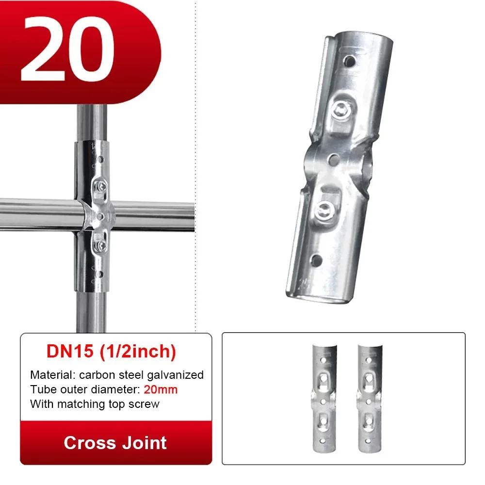 1Pcs Durable Carbon Steel Galvanized Pipe Joint Round 20/25/32mm Dia Rod Support Rack Tube Connector Furniture Hardware