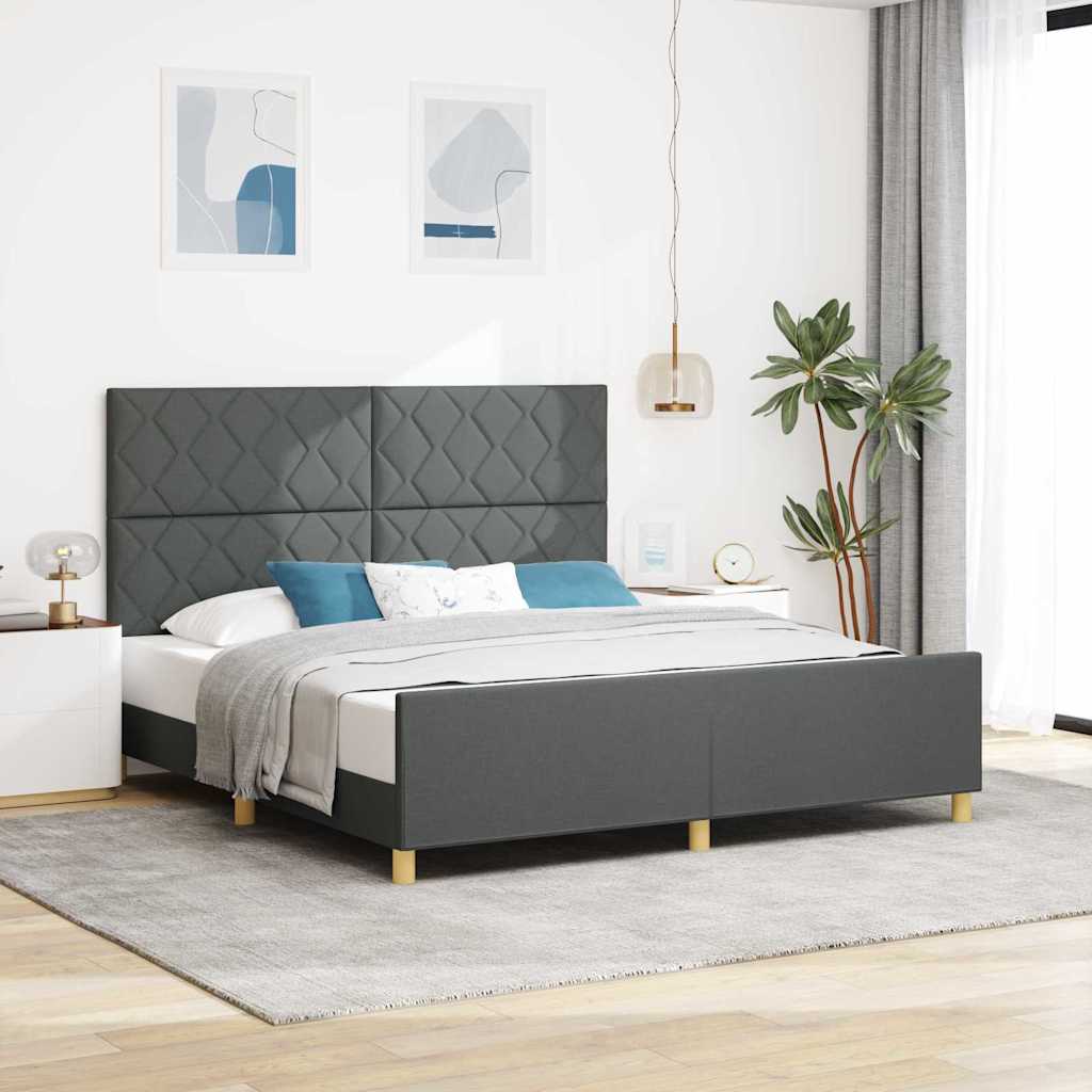 Bed Frame with Headboard Dark Gray 180 x 200 cm Fabric