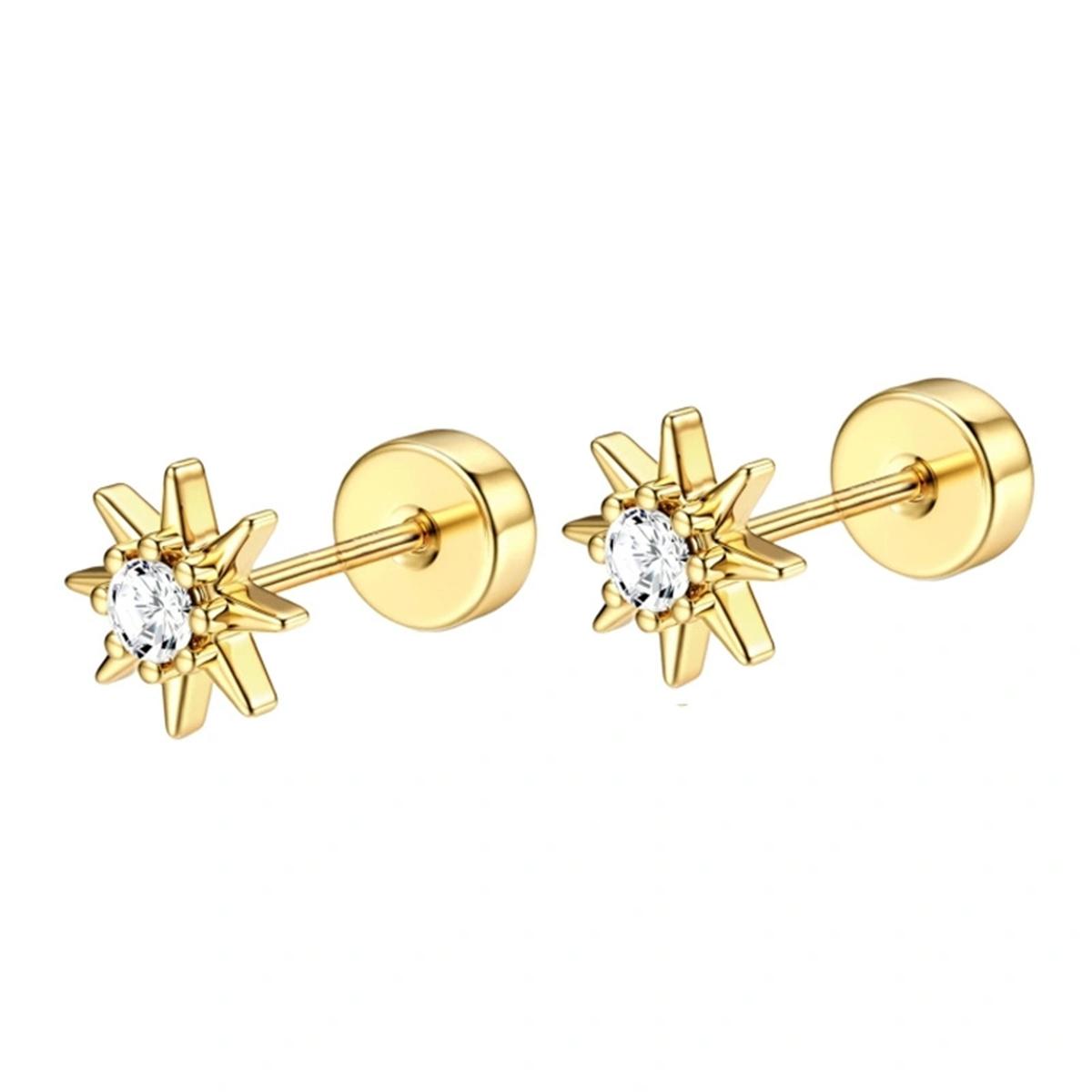 2-6 Pcs 20G Stainless Steel Hypoallergenic Flat Back Stud Earrings Tiny CZ Cartilage Tragus Helix Piercing Jewelry Set