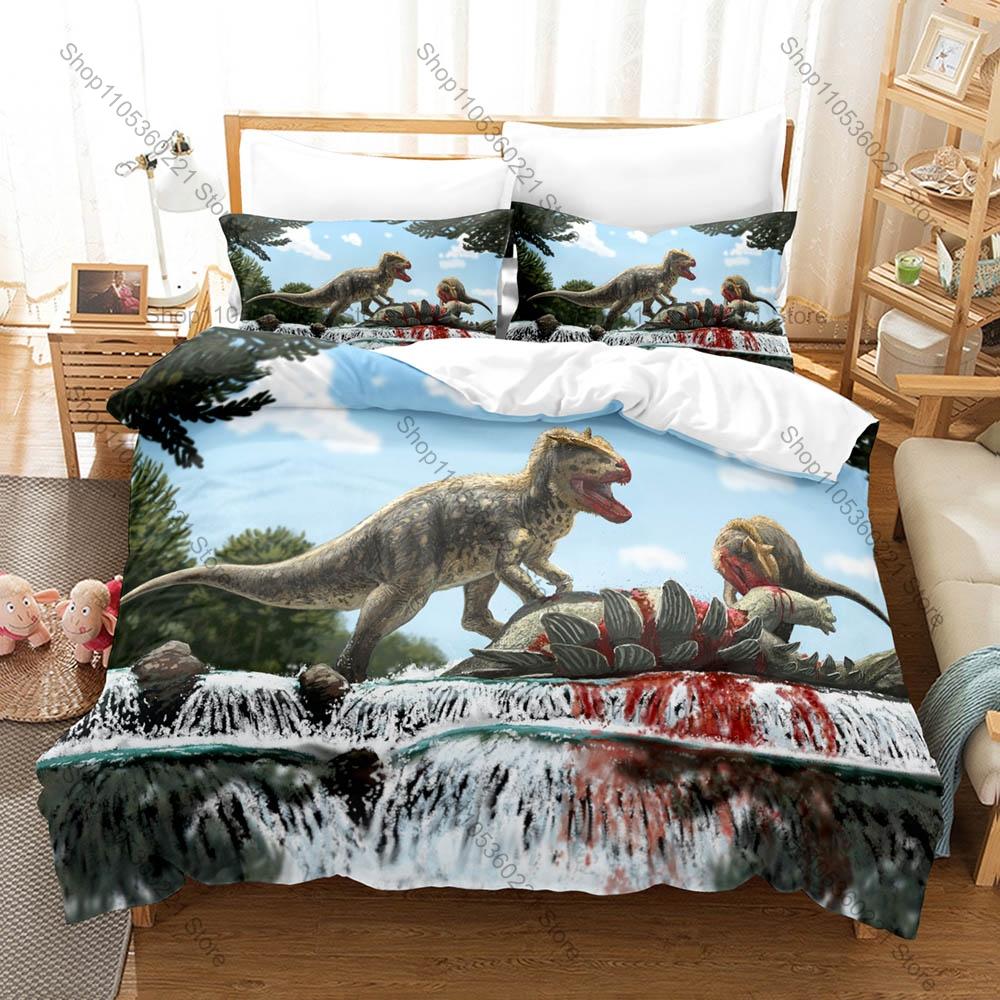 Dinosaur World 3PCS Bedding Set Duvet Cover And Two Pillowcases Microfiber 3D Digital Printed Cartoon Bed Linens Home Decor