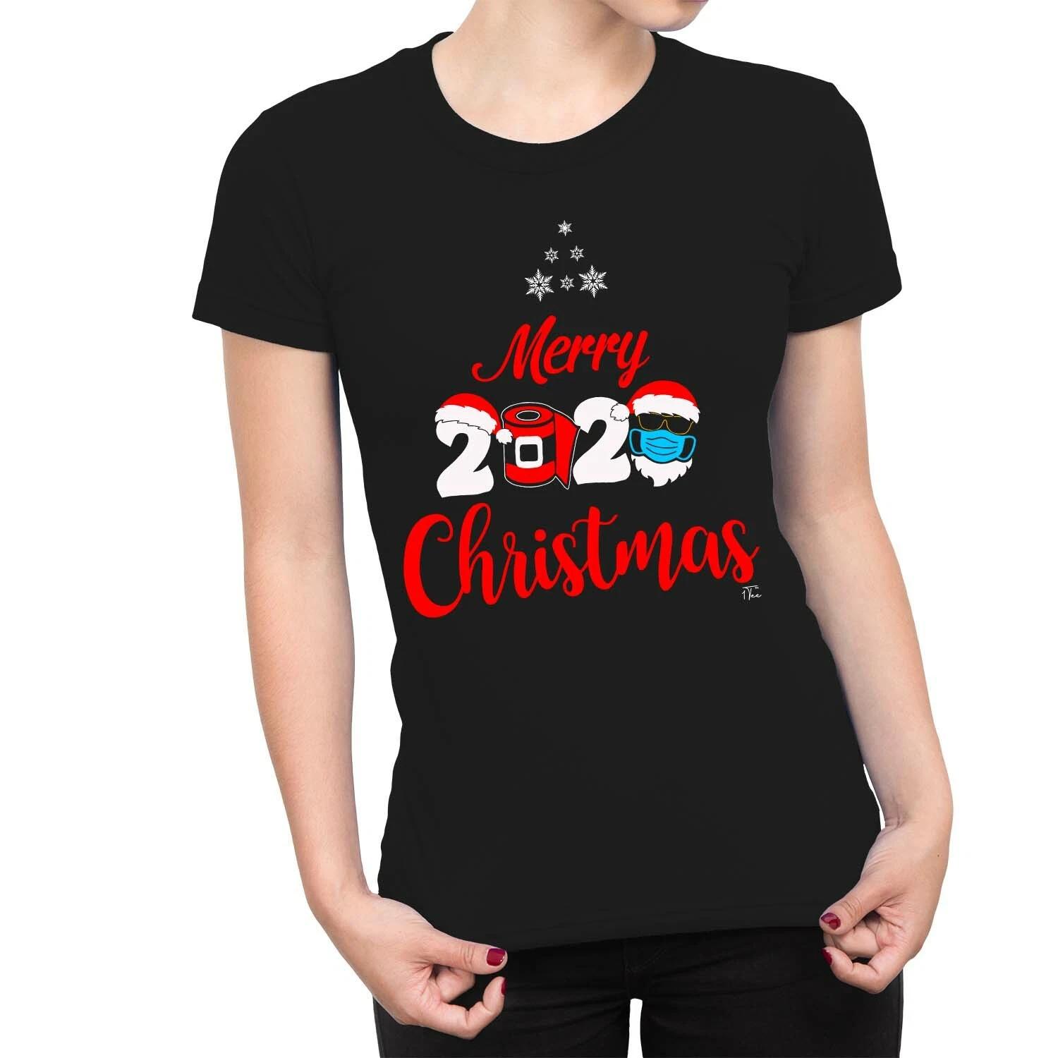 1Tee Womens Merry Christmas Quarantined 2020 T-Shirt XL