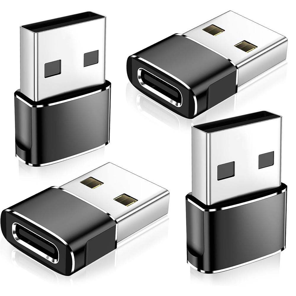 USB 2.0 to USB C Adapter 4 Pack Type C Female to USB A Male OTG Converter for MacBook Pro iPhone Laptop iPad Samsung USB Adapter 3