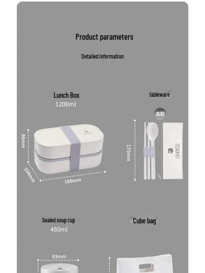Microwaveable Japanese Double-Layer Bento Box - Portable, Sealed & Divided for Office Workers