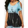 Plus Women Size Tshirt Cold Shoulder Tops Summer Blouse Casual Loose Shirts