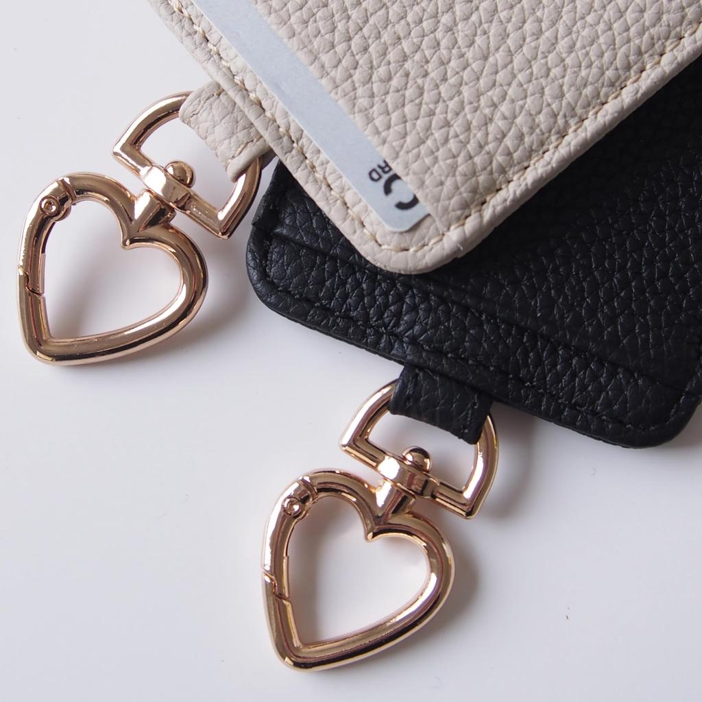 Porte-cartes Leathertone pour femme en cuir véritable avec breloque cœur, peut contenir 2 cartes IC, et présente un joli design en pierre naturelle. Une pièce d'identité élégante et chic